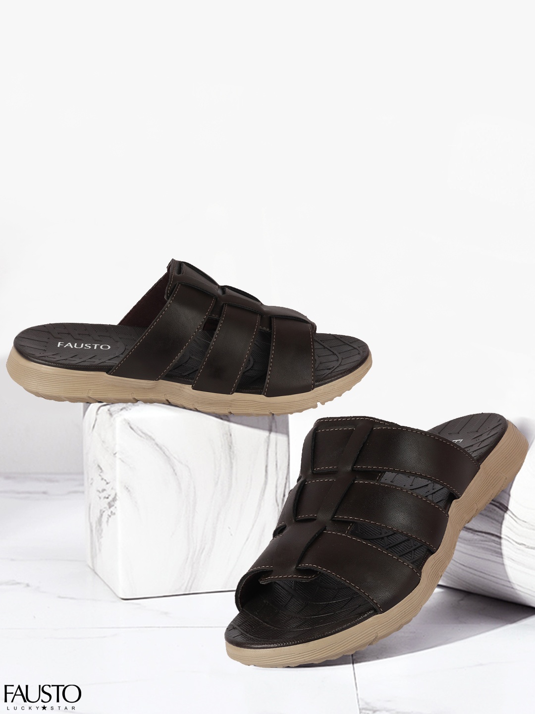

FAUSTO Men Brown Comfort Sandals