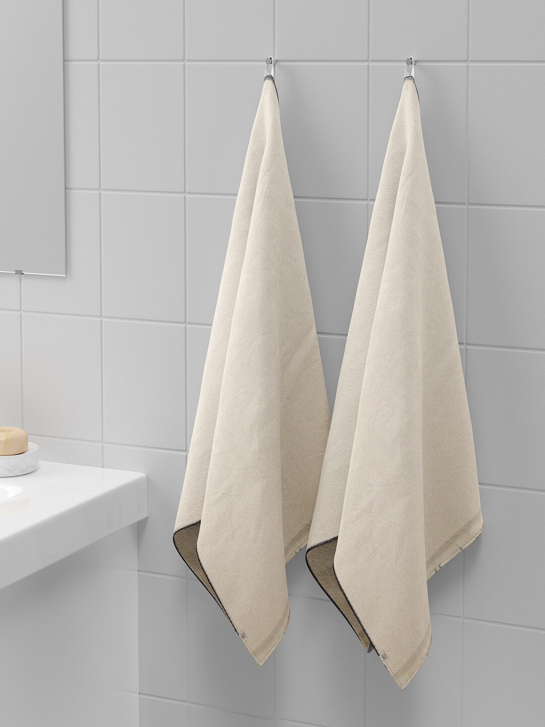 

Himeya Set Of 2 Cream-Coloured Solid 350 GSM Sustainable Organic Cotton Bath Towels