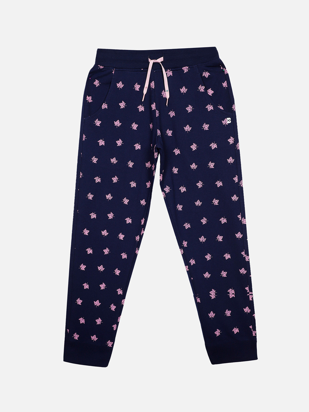 

PROTEENS Girls Navy Blue & Pink Printed Antiviral & Antibacterial Straight Fit Joggers