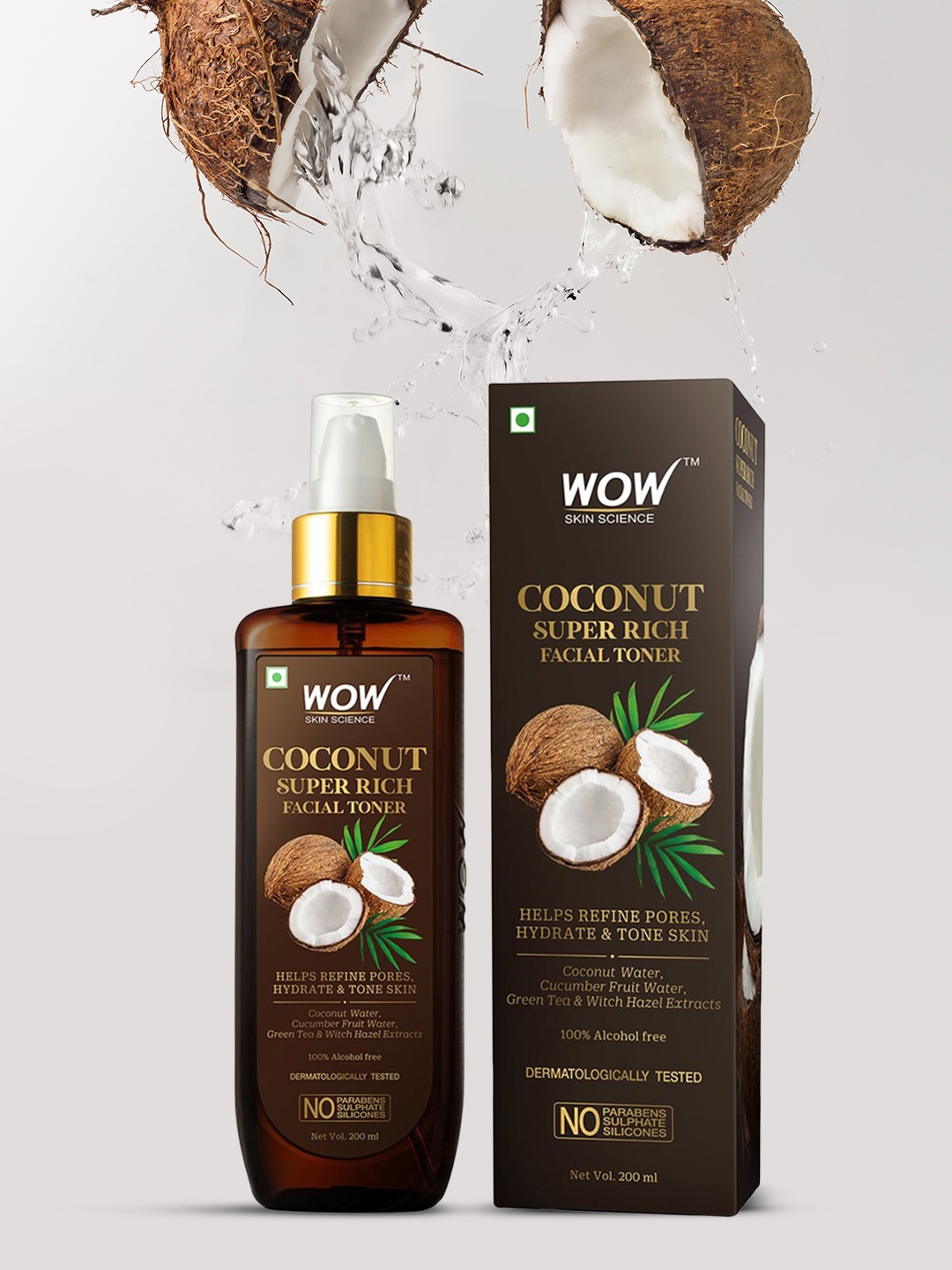 

WOW SKIN SCIENCE Coconut Super Rich Facial Toner 200mL, Transparent