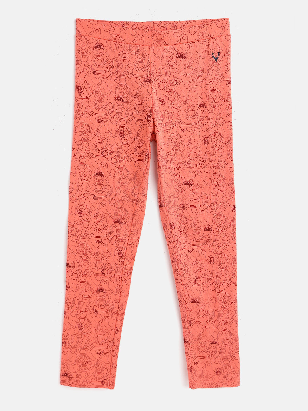 

Allen Solly Junior Girls Peach-Coloured & Maroon Cotton Printed Ankle Length Leggings