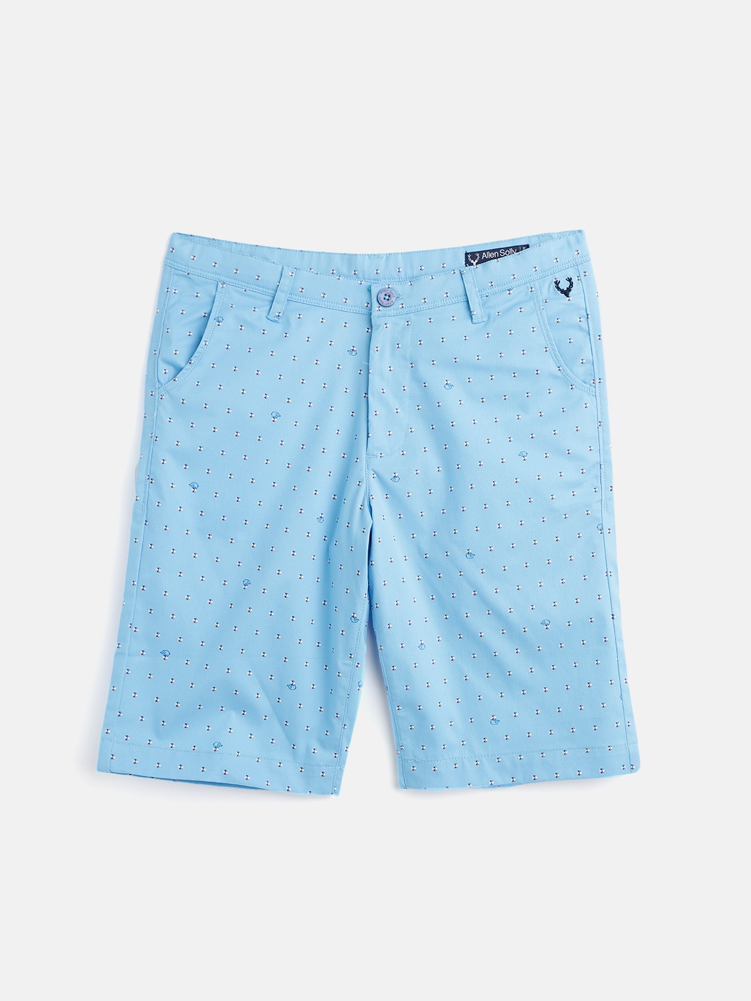 

Allen Solly Junior Boys Blue & White Geometric Print Pure Cotton Regular Shorts