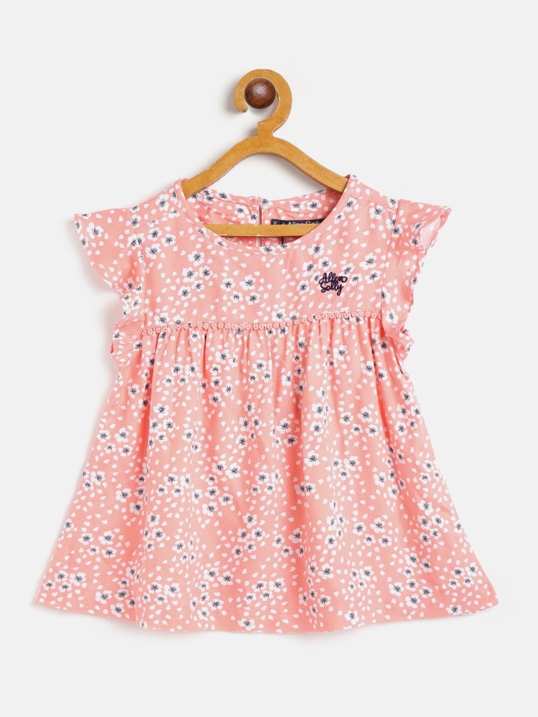 

Allen Solly Junior Peach-Coloured & White Floral Print A-Line Top