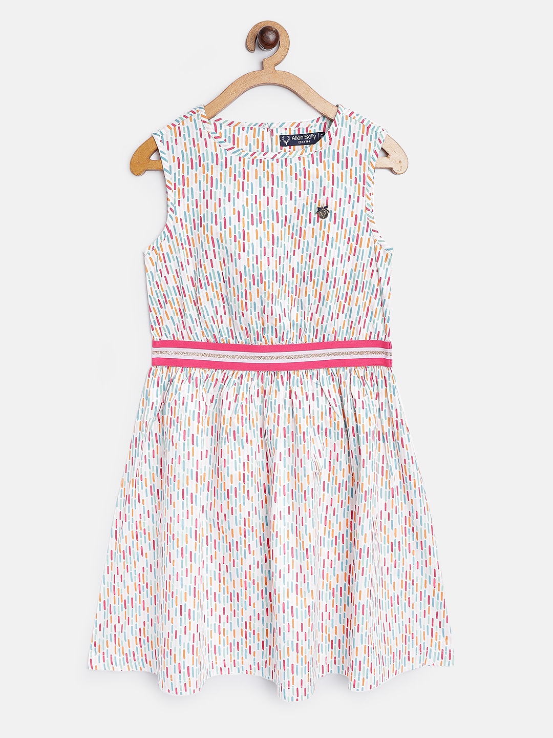 

Allen Solly Junior White & Pink Geometric Print Cotton Flared Dress