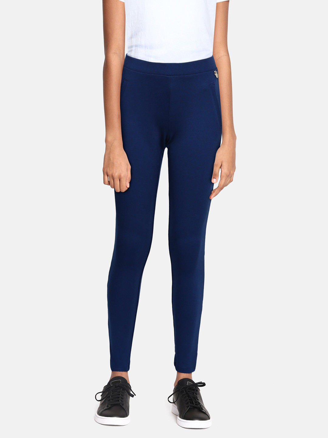 

Allen Solly Junior Girls Navy Blue Solid Ankle-Length Leggings