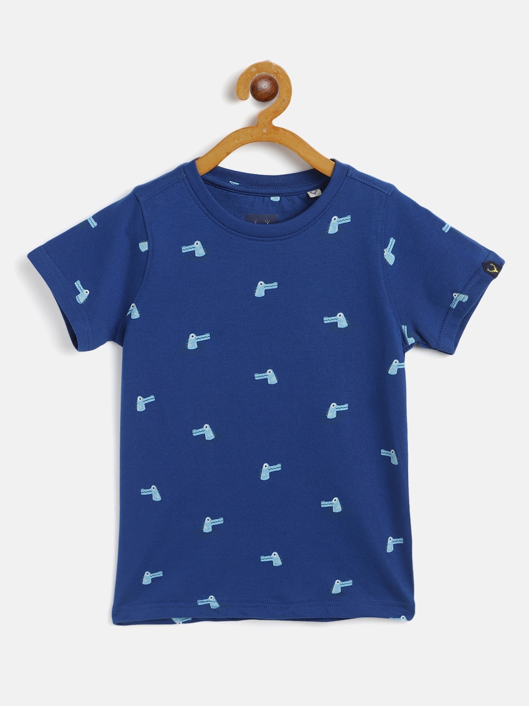 

Allen Solly Junior Boys Blue Crocodile Printed Cotton T-shirt
