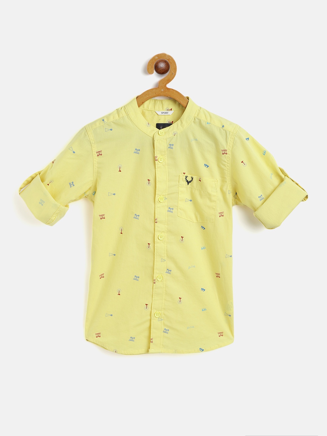 

Allen Solly Junior Boys Yellow Boxy Fit Conversational Print Cotton Casual Shirt