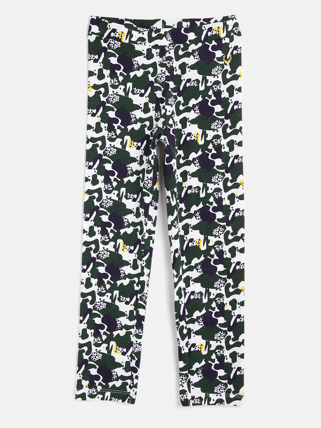 

Allen Solly Junior Girls Green & White Camouflage Printed Leggings