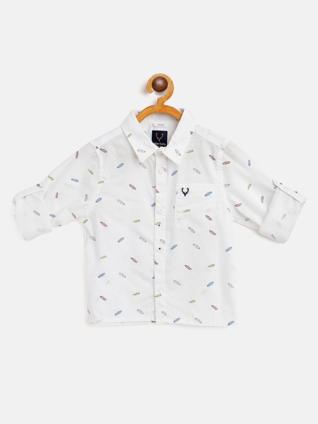 

Allen Solly Junior Boys White & Blue Cotton Sport Fit Printed Casual Shirt