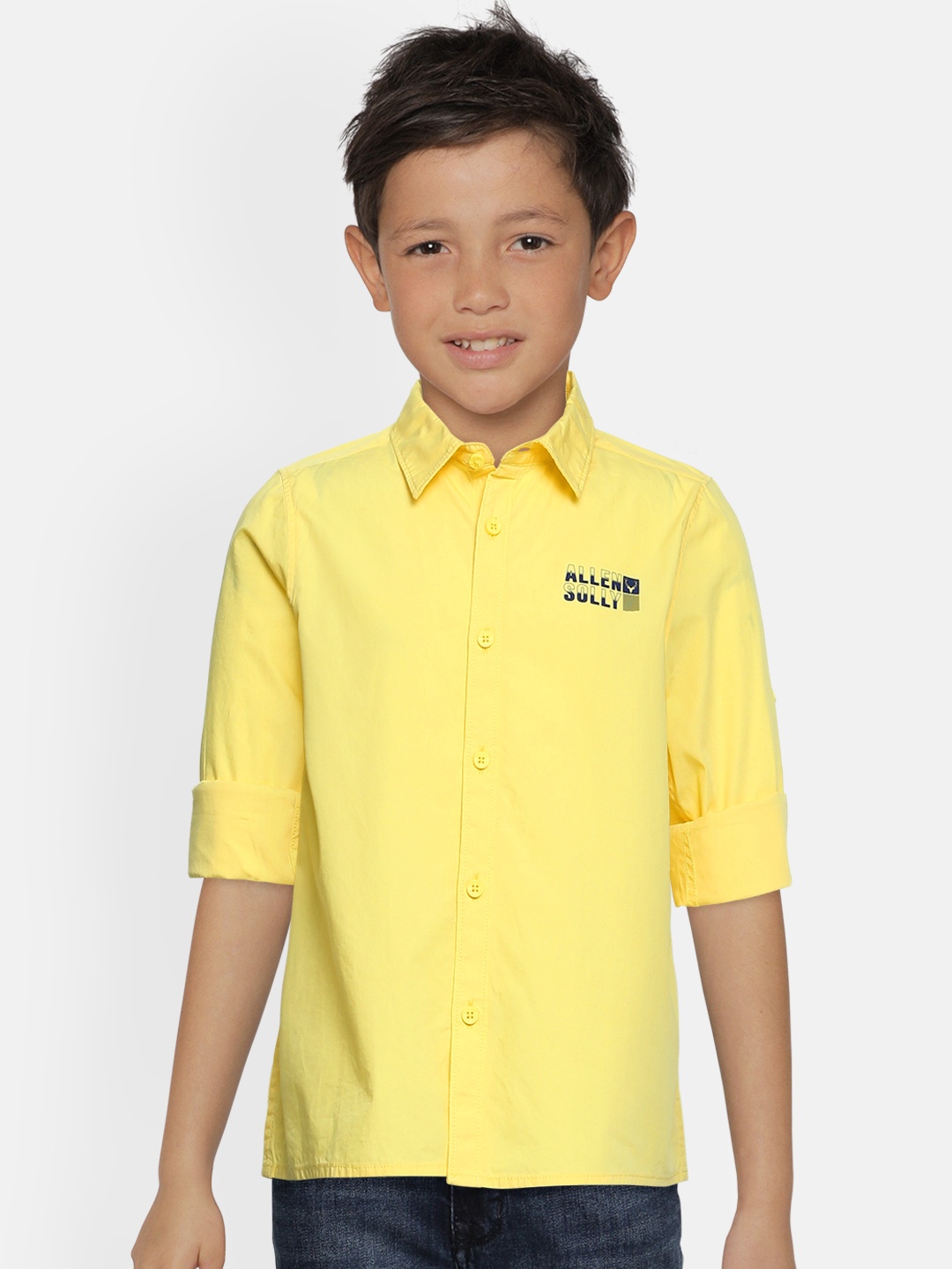 

Allen Solly Junior Boys Yellow Solid Pure Cotton Casual Shirt