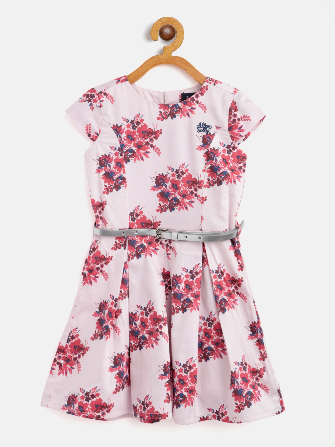 

Allen Solly Junior Girls Pink & Red Floral Cotton Fit & Flare Dress with Belt
