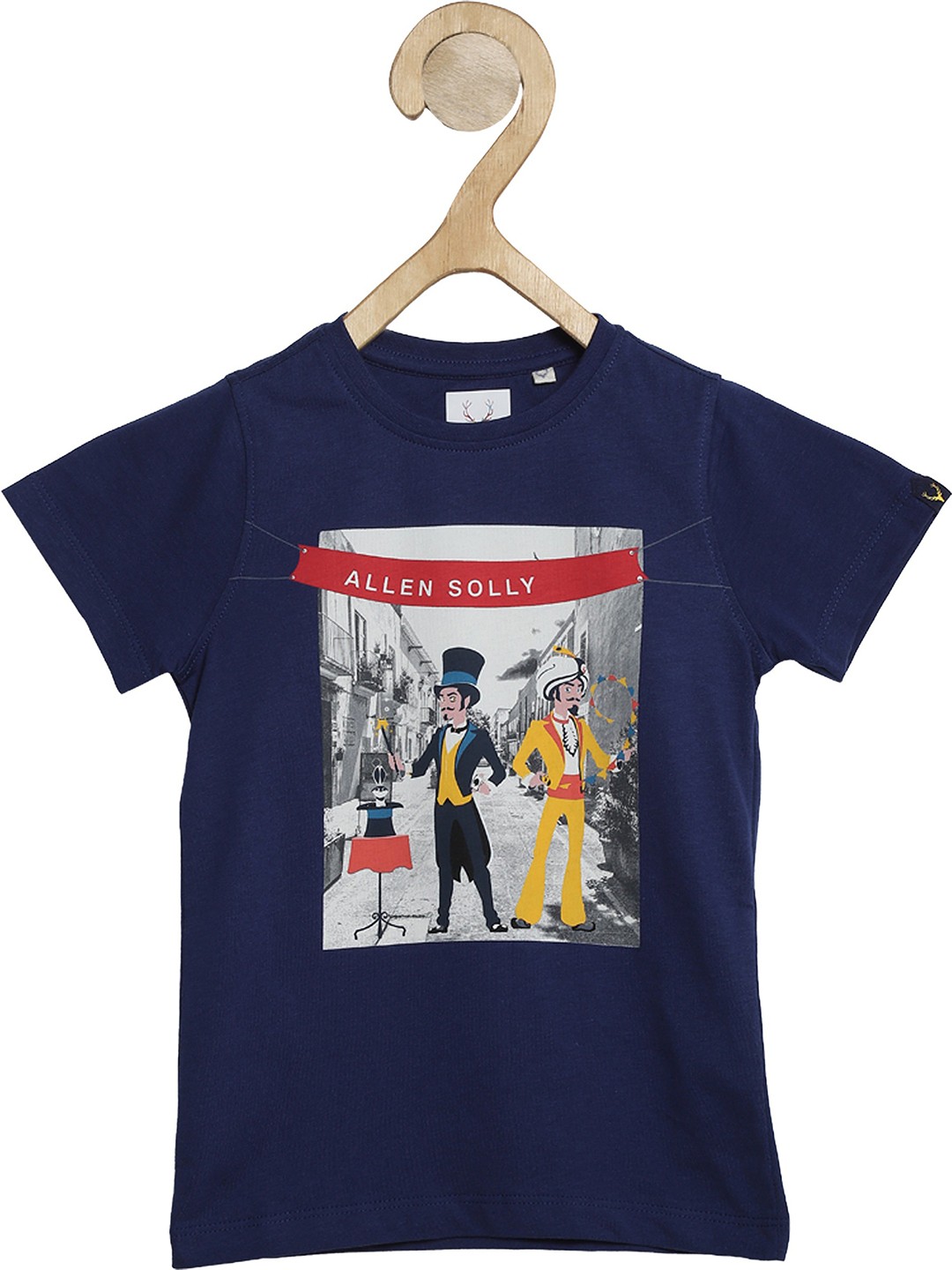 

Allen Solly Junior Boys Navy Blue & Grey Cotton Graphic Print T-shirt