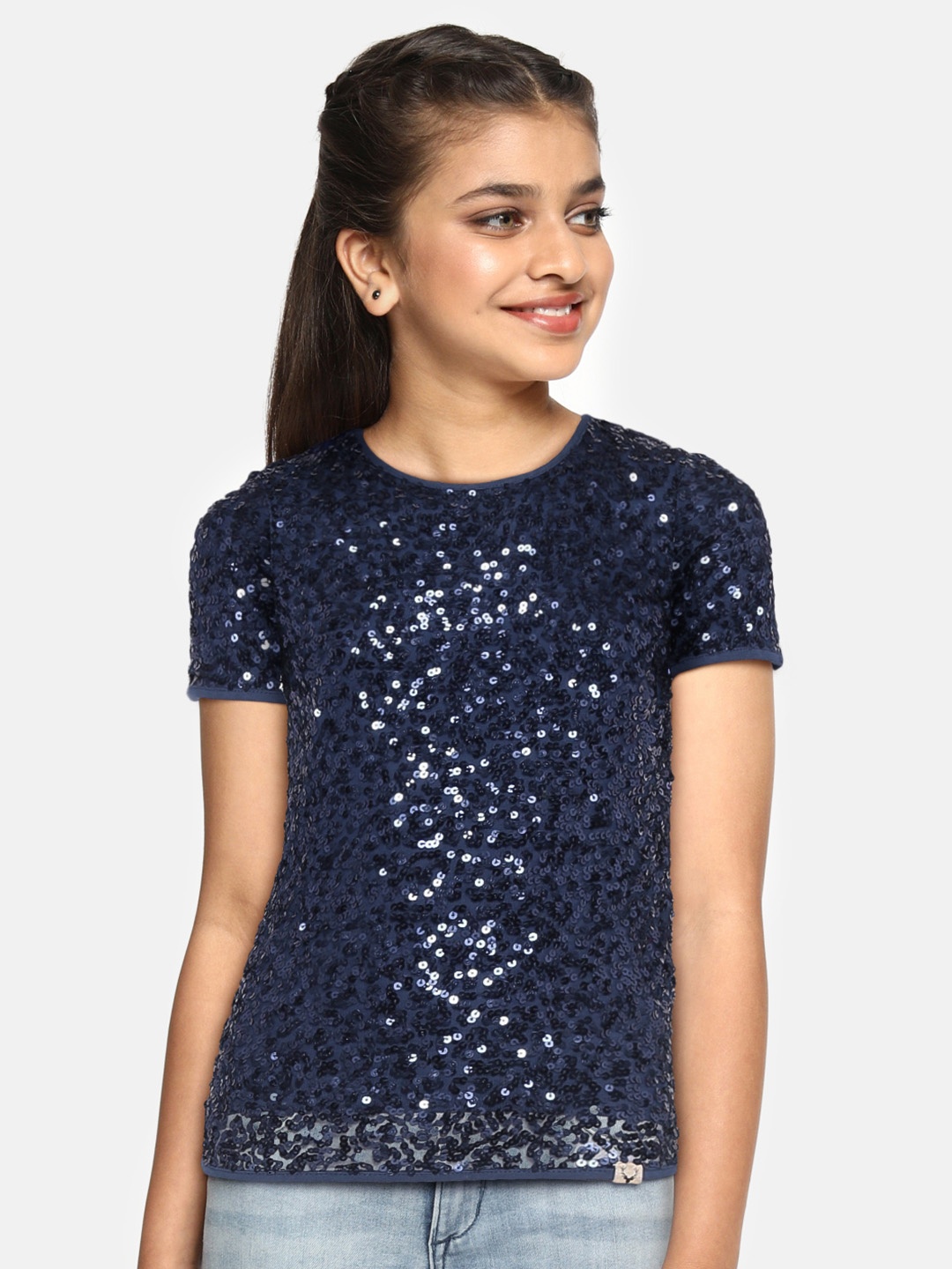 

Allen Solly Junior Girls Navy Blue Sequin Embellished Top