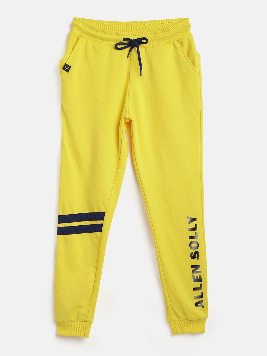 

Allen Solly Junior Boys Yellow & Navy Cotton Printed Detail Joggers