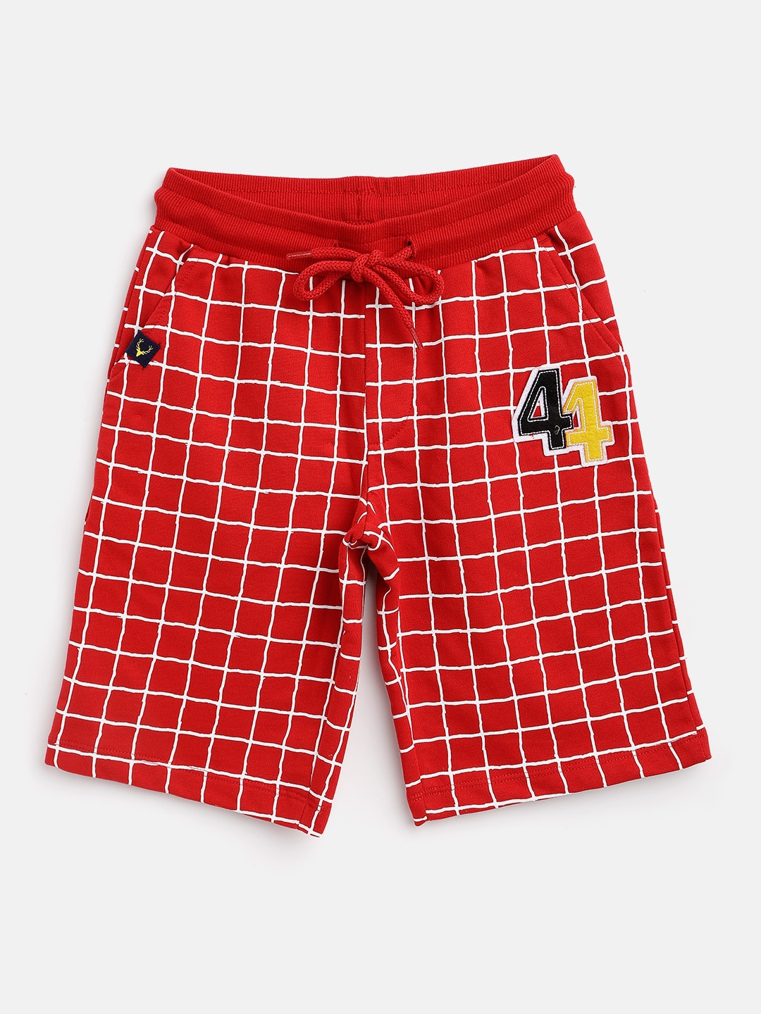 

Allen Solly Junior Boys Red & White Cotton Checked Regular Fit Shorts