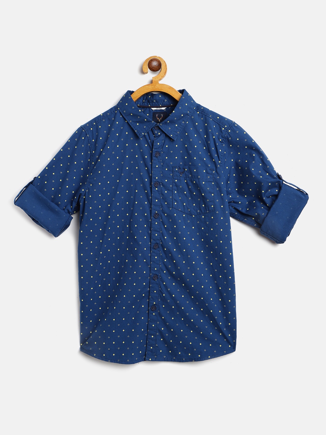 

Allen Solly Junior Boys Navy Blue & Yellow Cotton Sport Fit Printed Casual Shirt