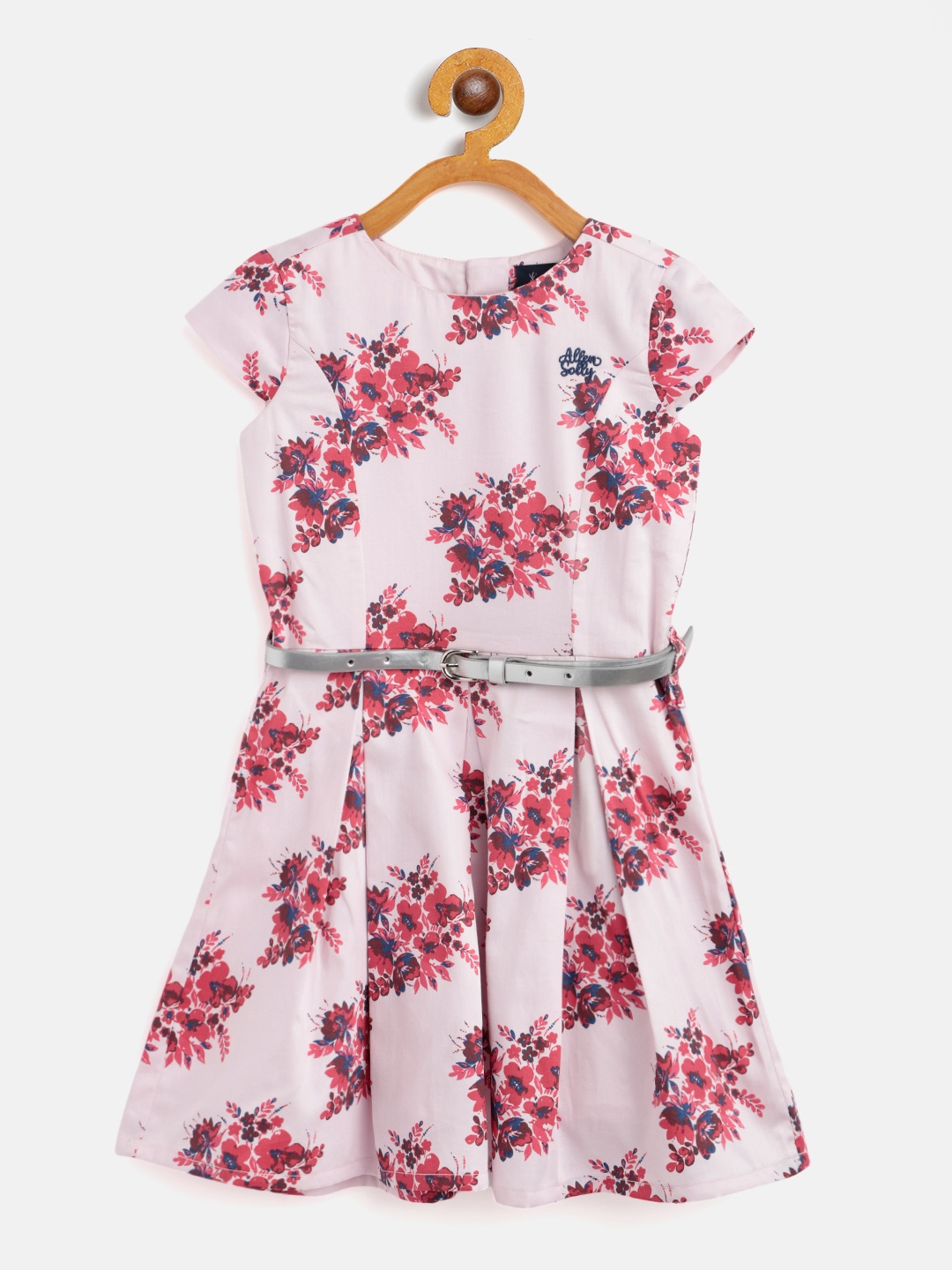 

Allen Solly Junior Girls Pink & Red Floral Cotton Fit & Flare Dress with Belt