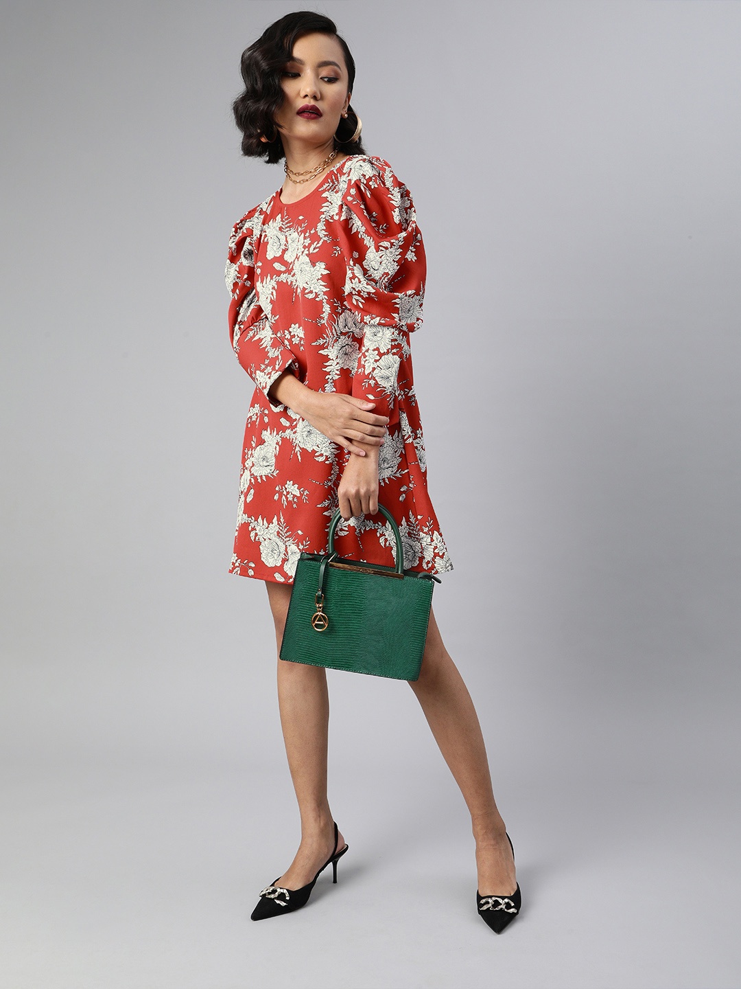 

Sera Women Red Printed A-Line Dress