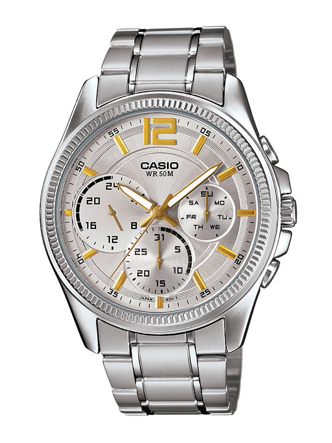 

CASIO Men Silver-Toned Analogue Enticer Watch MTP-E305HD-7AVIF