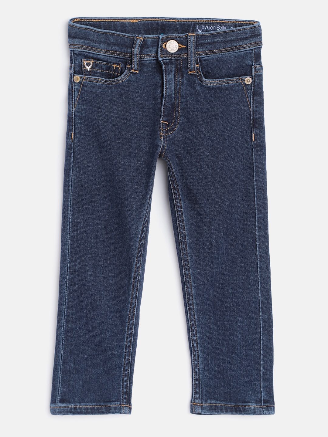 

Allen Solly Junior Boys Navy Blue Solid Skinny Fit Jeans