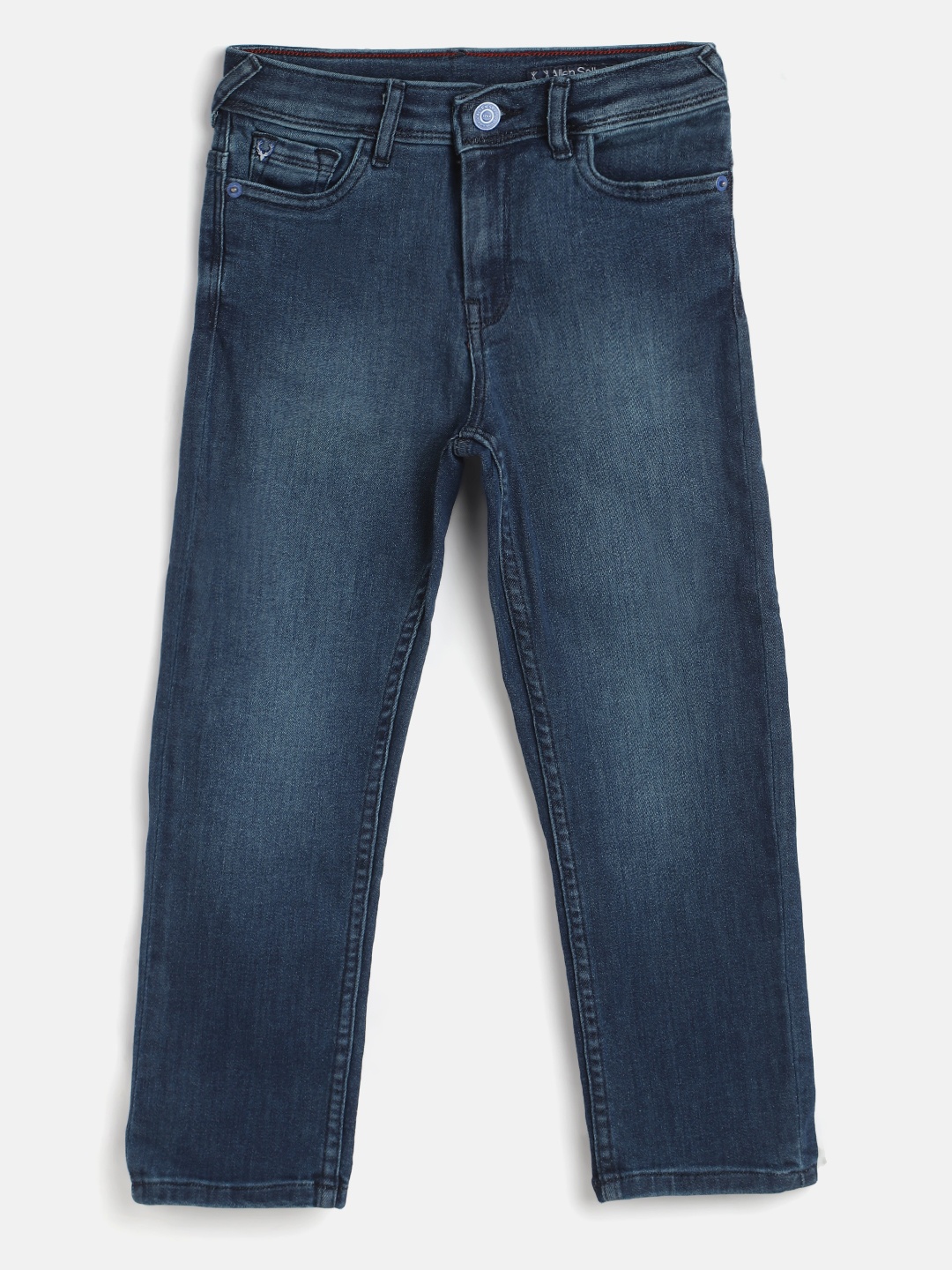 

Allen Solly Junior Boys Navy Blue Cotton Regular Fit Light Fade Embroidered Detail Jeans