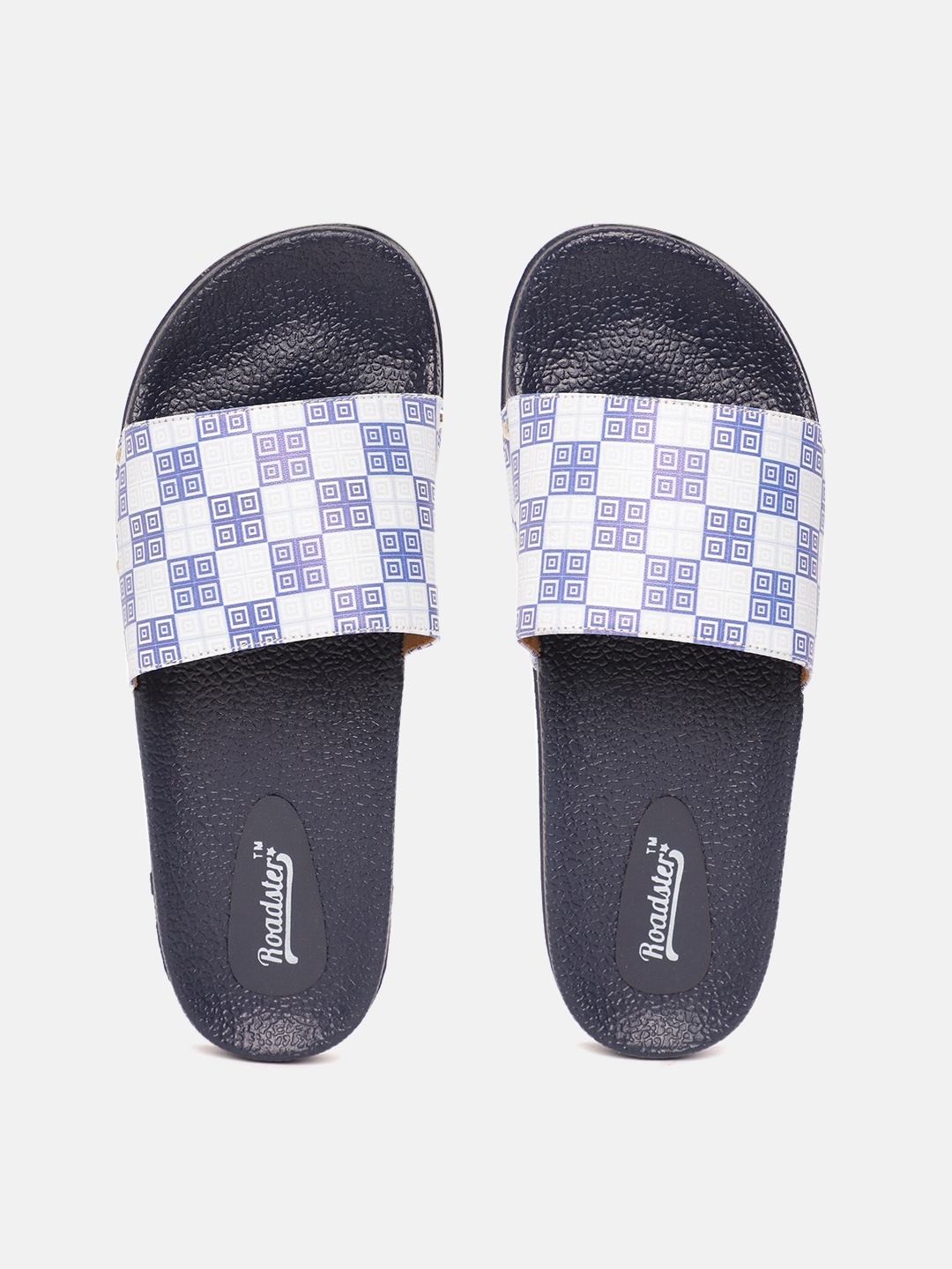 

Roadster Women Blue & White Geometric Print Sliders