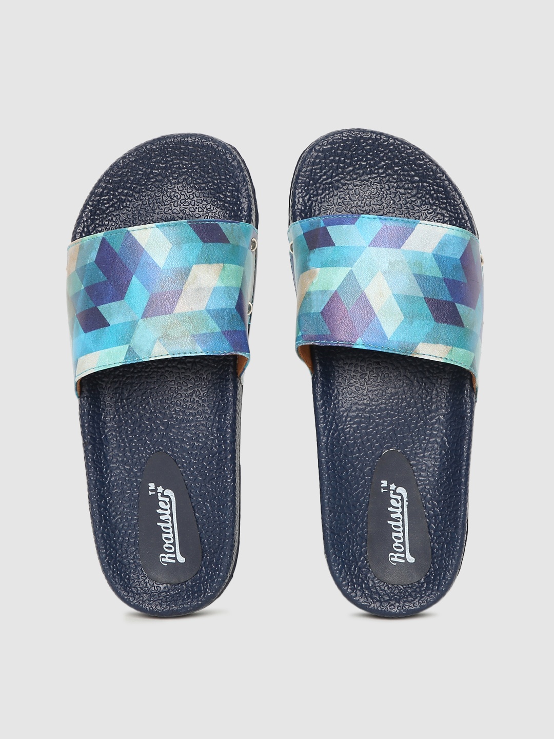 

Roadster Women Blue & Green Geometric Print Sliders