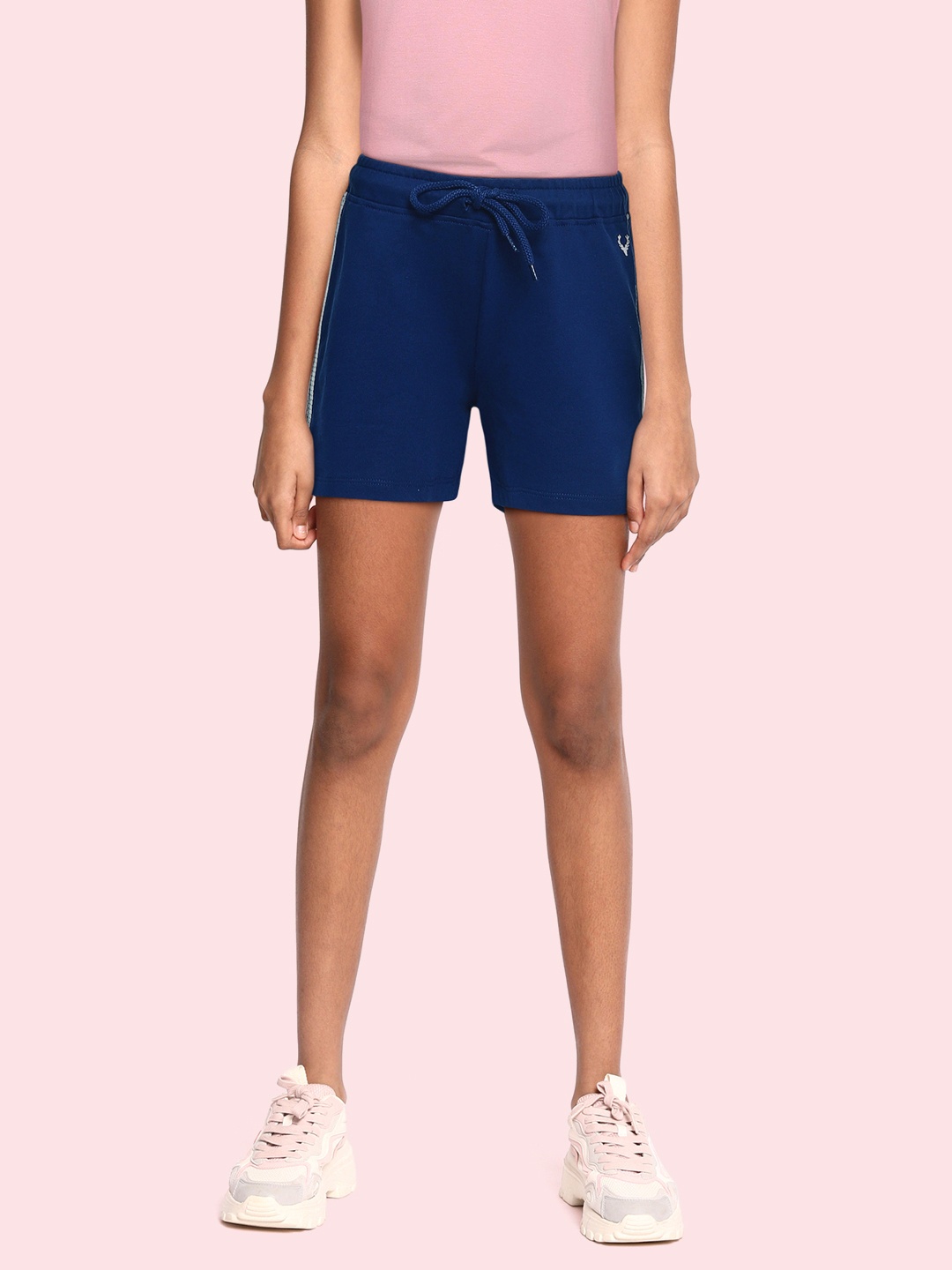 Allen Solly Junior Girls Navy Blue Solid Regular Fit Shorts