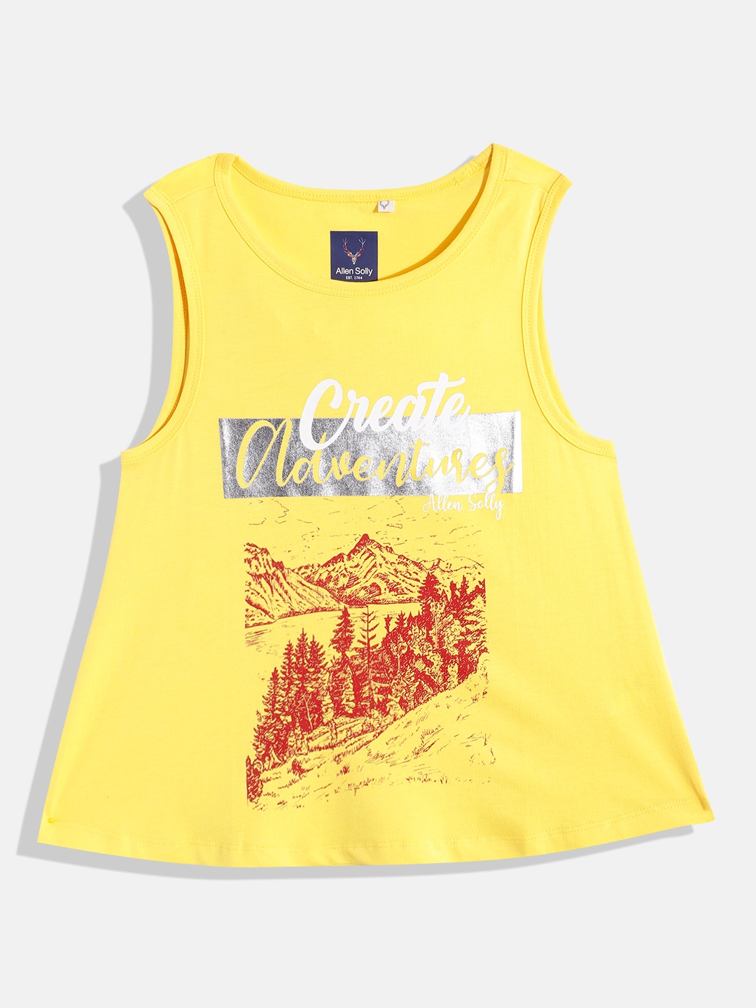 

Allen Solly Junior Girls Graphic & Typography Printed Pure Cotton T-shirt, Yellow