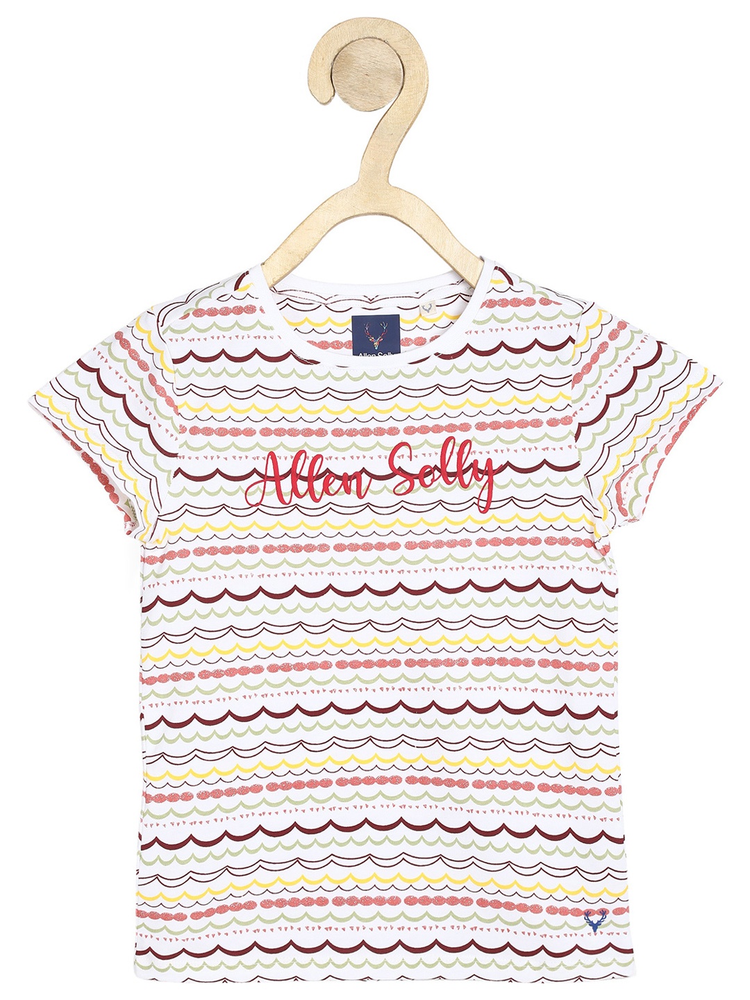 

Allen Solly Junior Girls White & Red Brand Logo Printed Cotton T-shirt