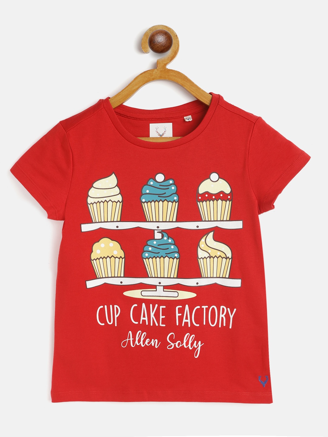 

Allen Solly Junior Girls Red Printed Pure Cotton T-shirt