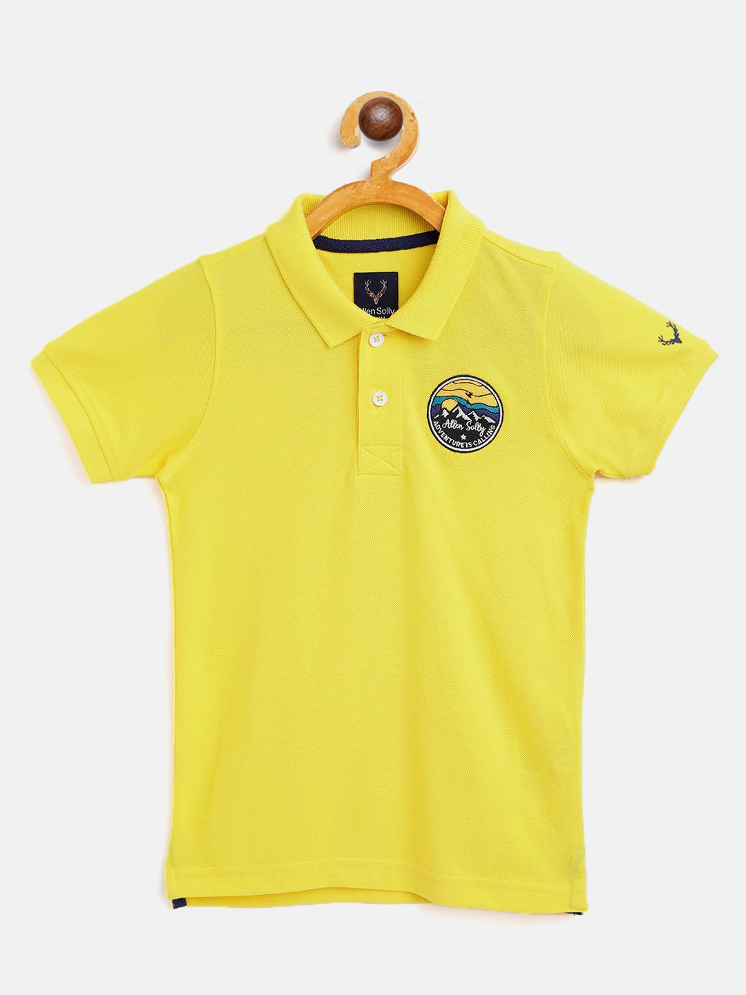 

Allen Solly Junior Boys Yellow Solid Cotton Polo Collar T-shirt