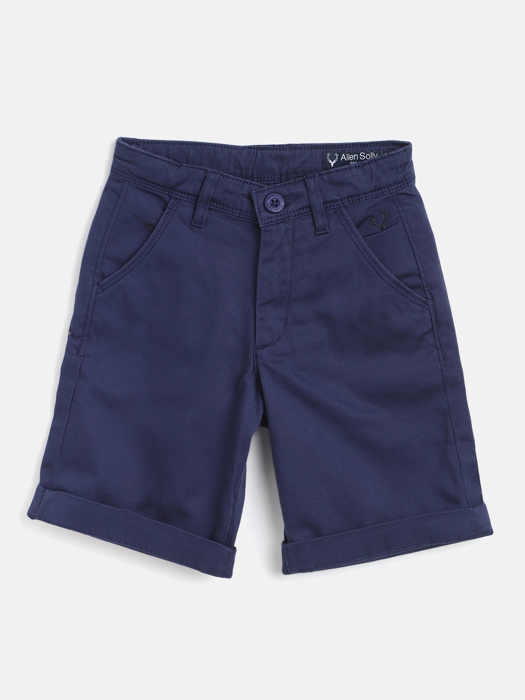 

Allen Solly Junior Boys Navy Blue Solid Mid-Rise Cotton Chino Shorts