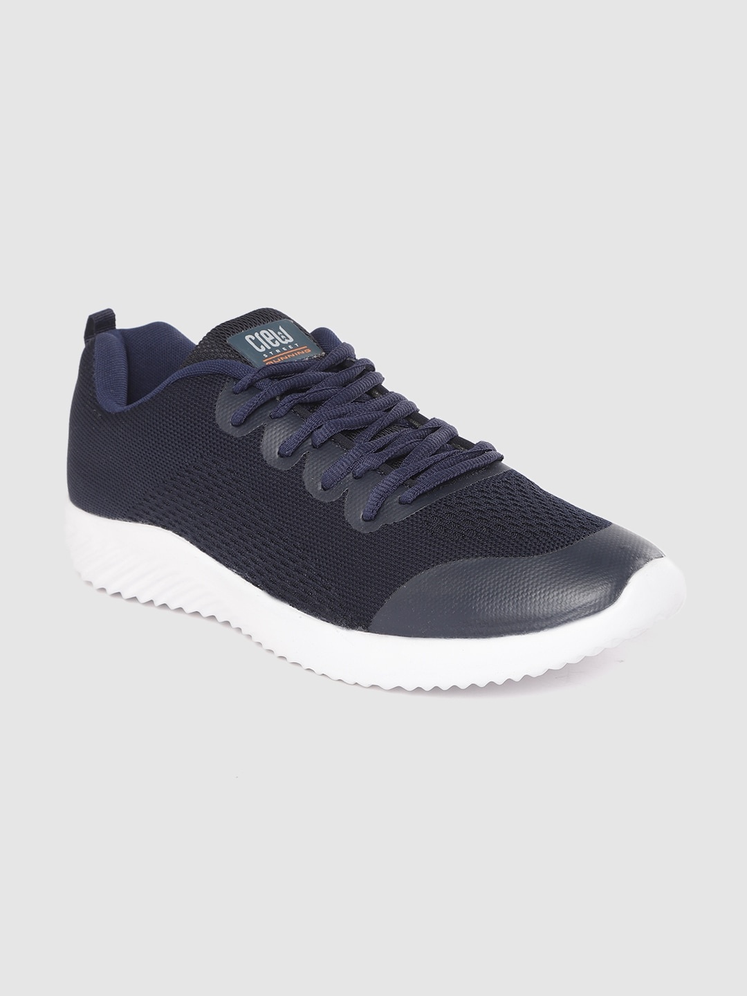 

Crew STREET Men Navy Blue Woven Design Running Shoes
