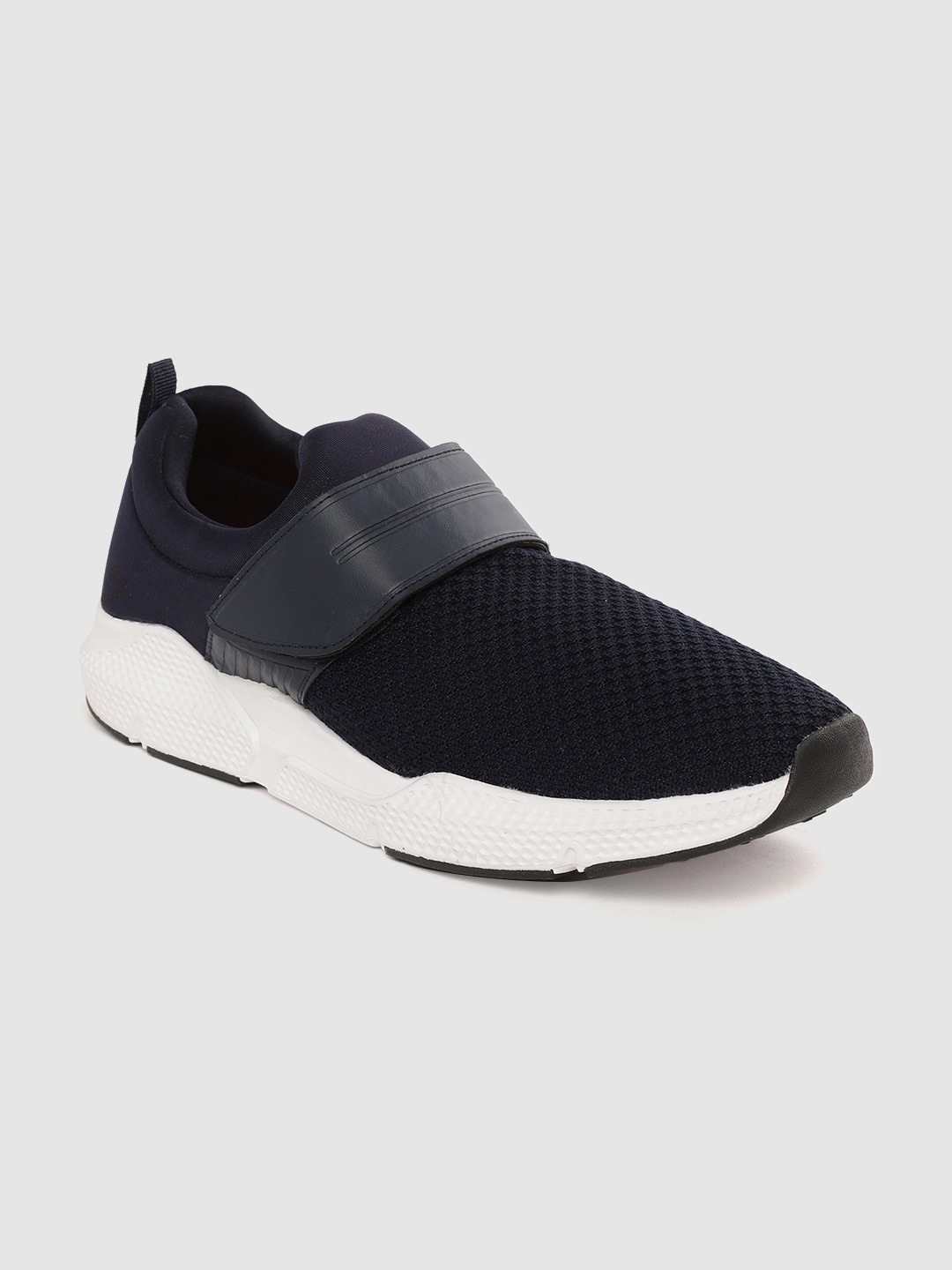 

Crew STREET Men Navy Blue Woven Design Slip-On Sneakers