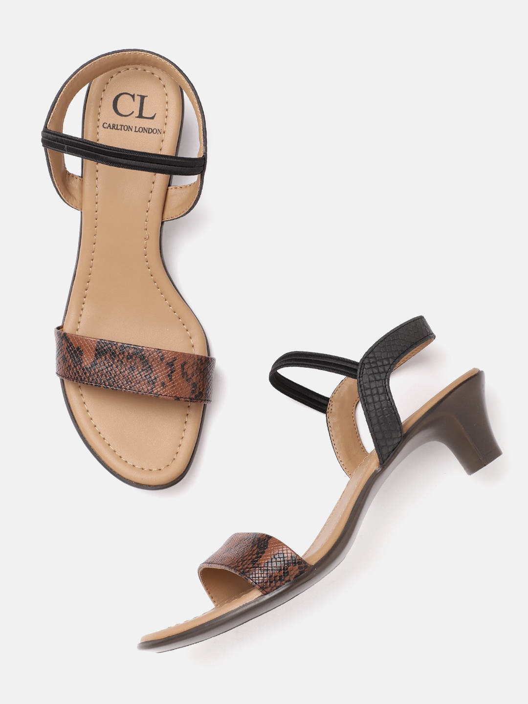 

Carlton London Women Brown & Black Snakeskin Textured Heels