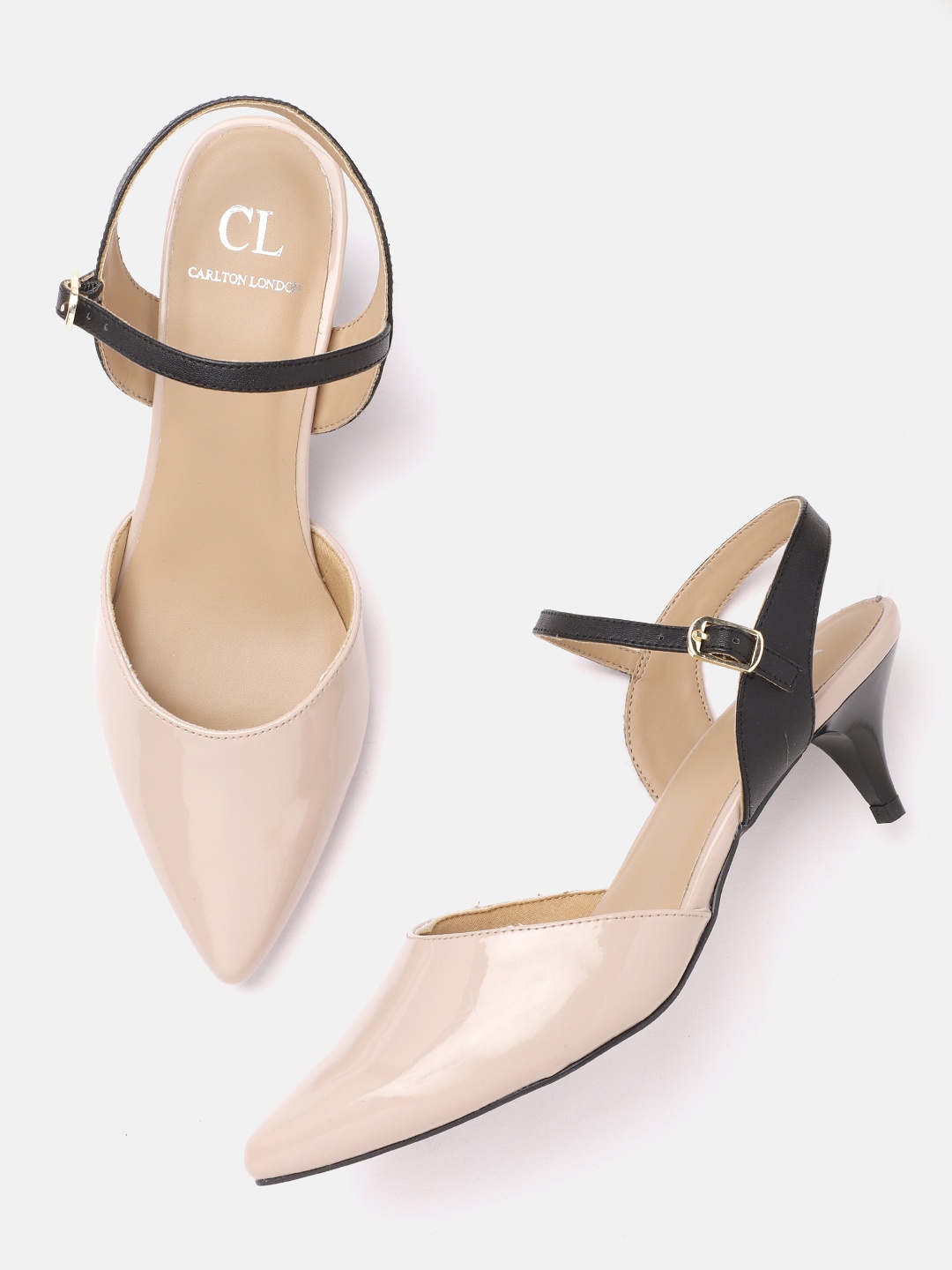 

Carlton London Women Nude-Coloured & Black Colourblocked Pumps