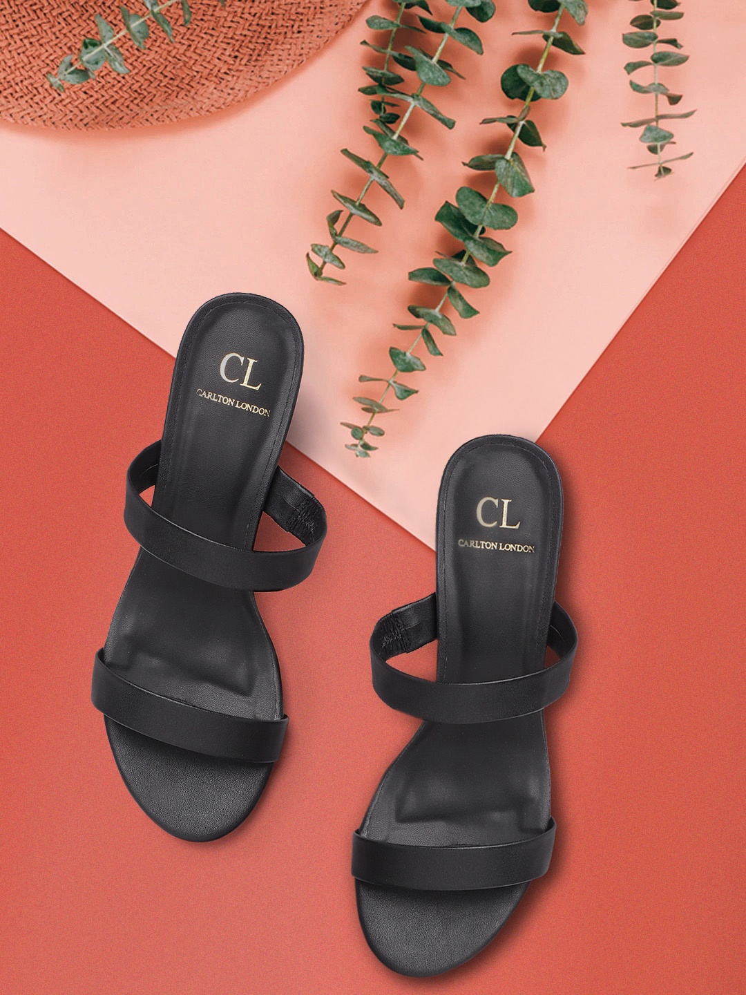 

Carlton London Women Black Solid Open-Toe Block Heels