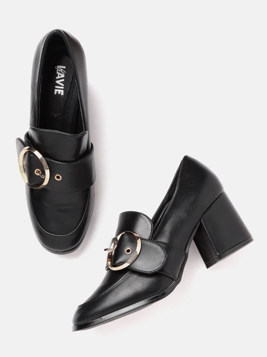 

Lavie Women Black Solid Buckle Detail Pumps
