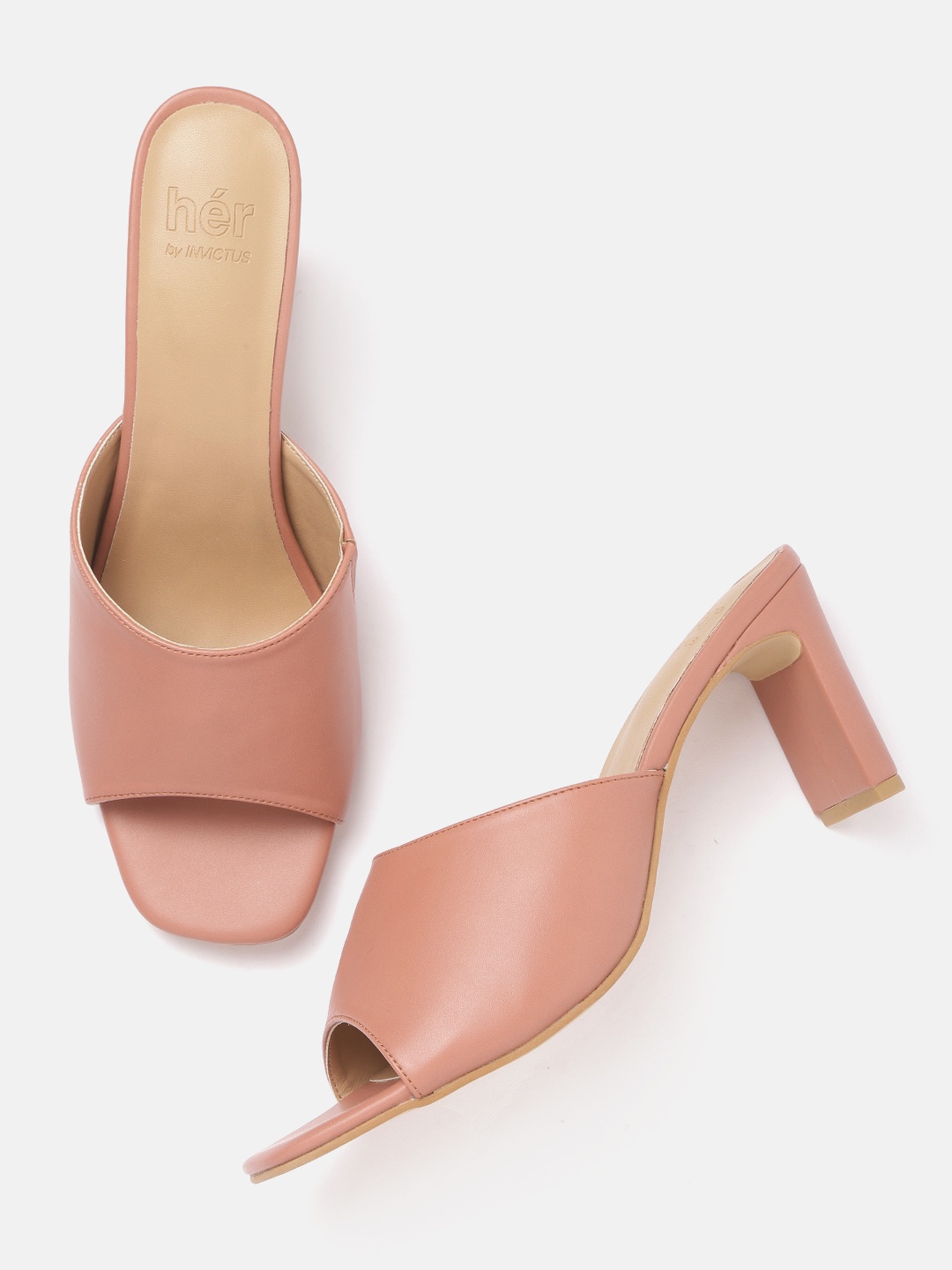 

her by invictus Women Dusty Pink Solid Block Heels