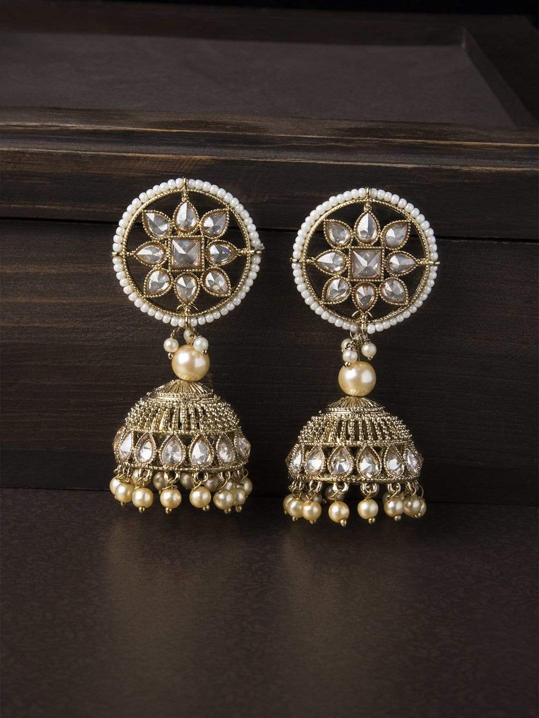 

Rubans Gold-Plated Dome Shaped Jhumkas