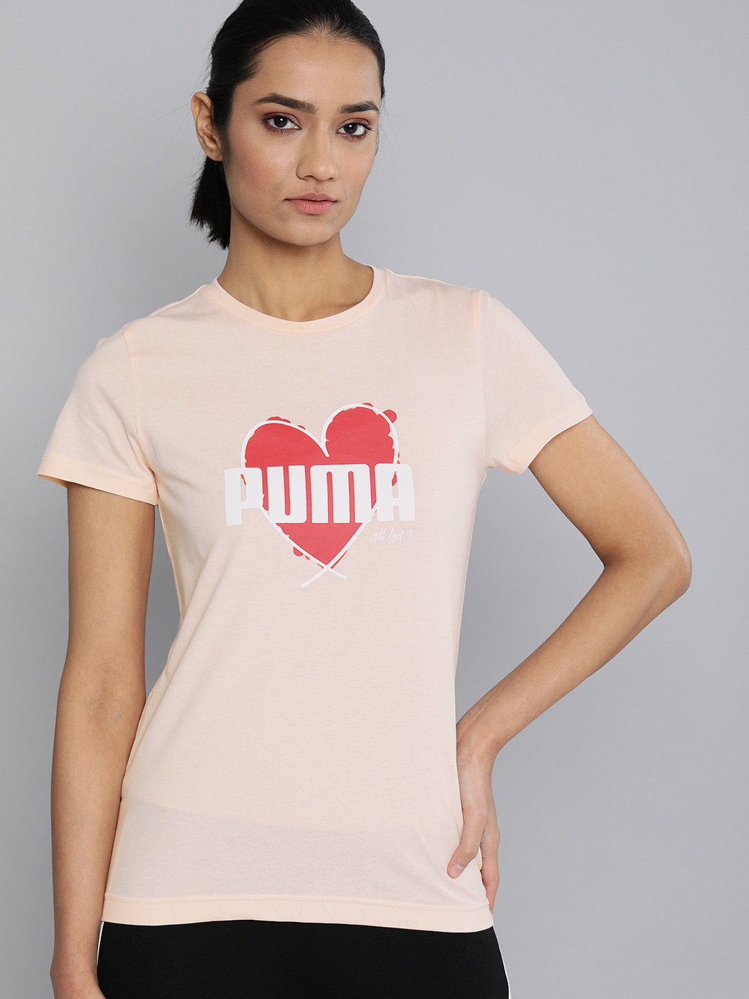 

Puma Women Pink Printed Round Neck Pure Cotton T-shirt