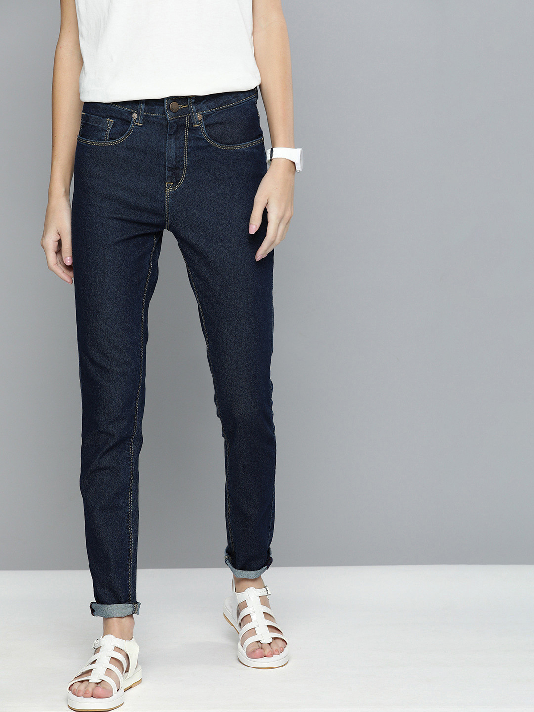 

HERE&NOW Women Blue Skinny Fit High-Rise Clean Look Stretchable Jeans