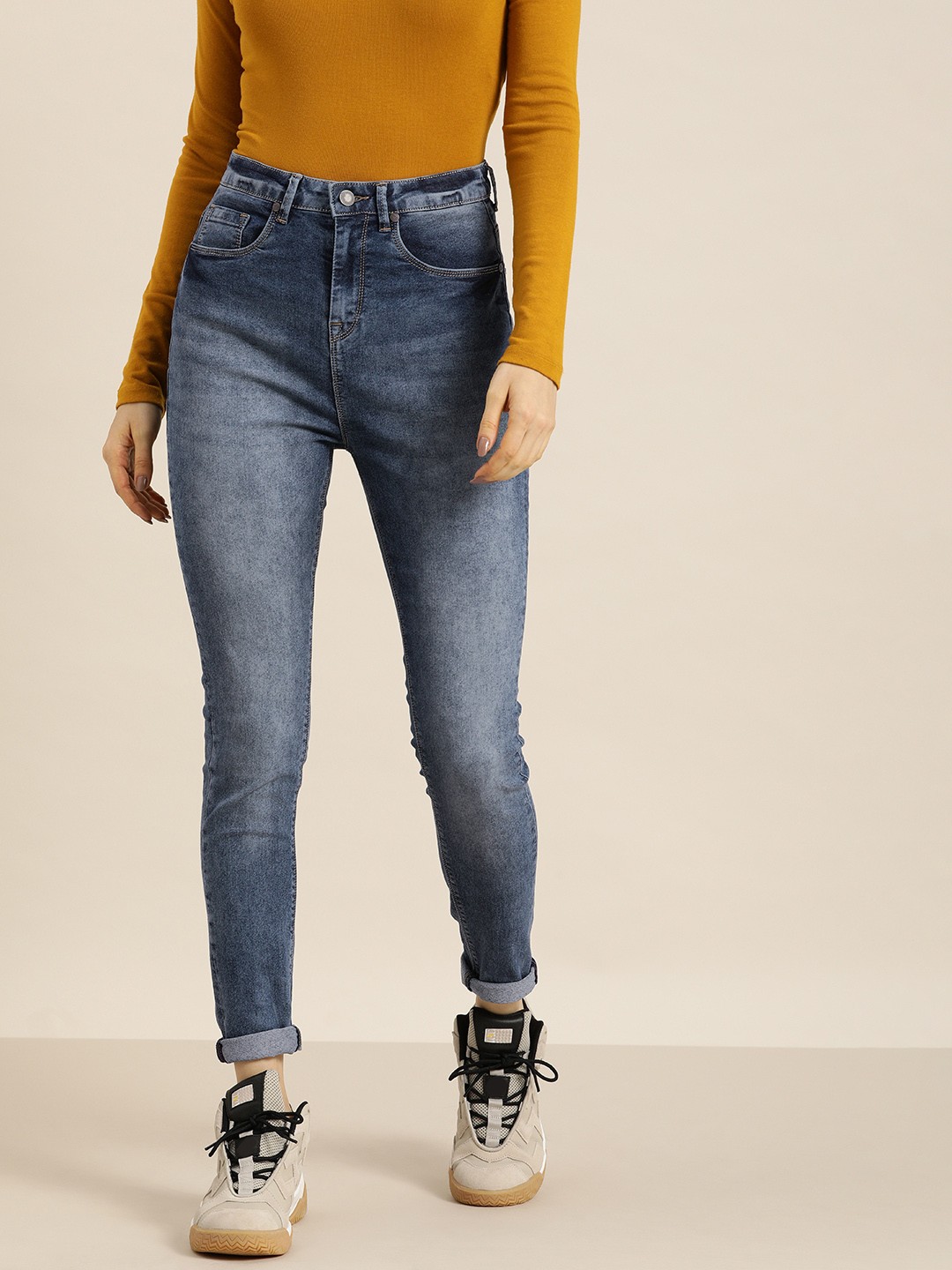 

Moda Rapido Women Blue Super Skinny Fit High-Rise Heavy Fade Jeans