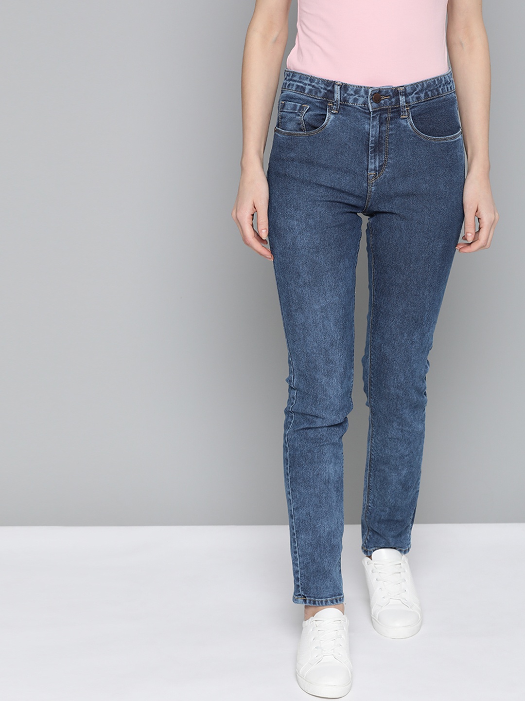 

HERE&NOW Women Blue Skinny Fit High-Rise Clean Look Stretchable Jeans