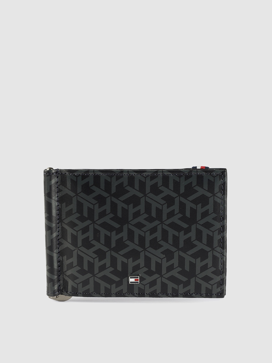 

Tommy Hilfiger Men Blue Printed Leather Money Clip