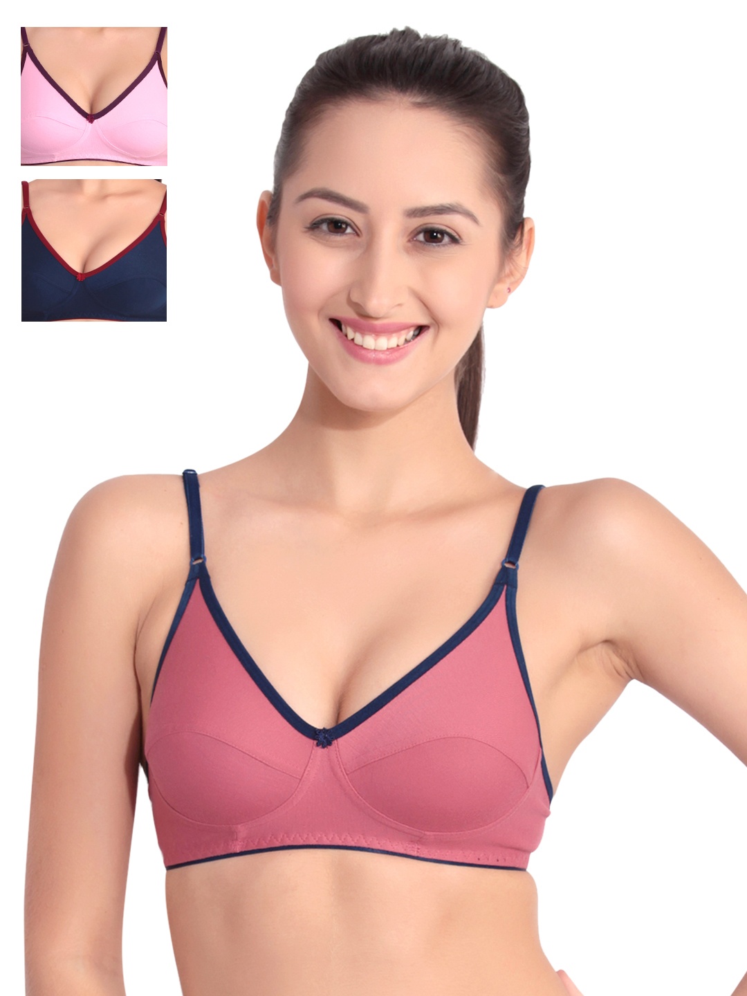

Floret Pack of 3 Full-Coverage Everyday Bras, Coral