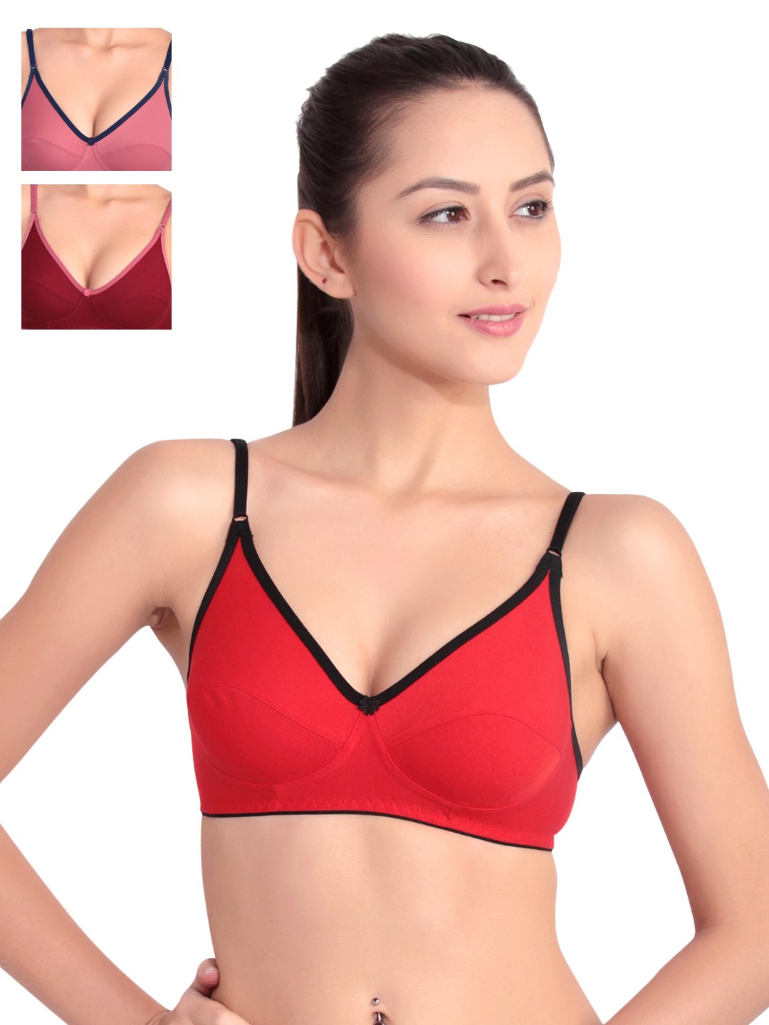 

Floret Pack of 3 Full-Coverage T-shirt Bras, Maroon