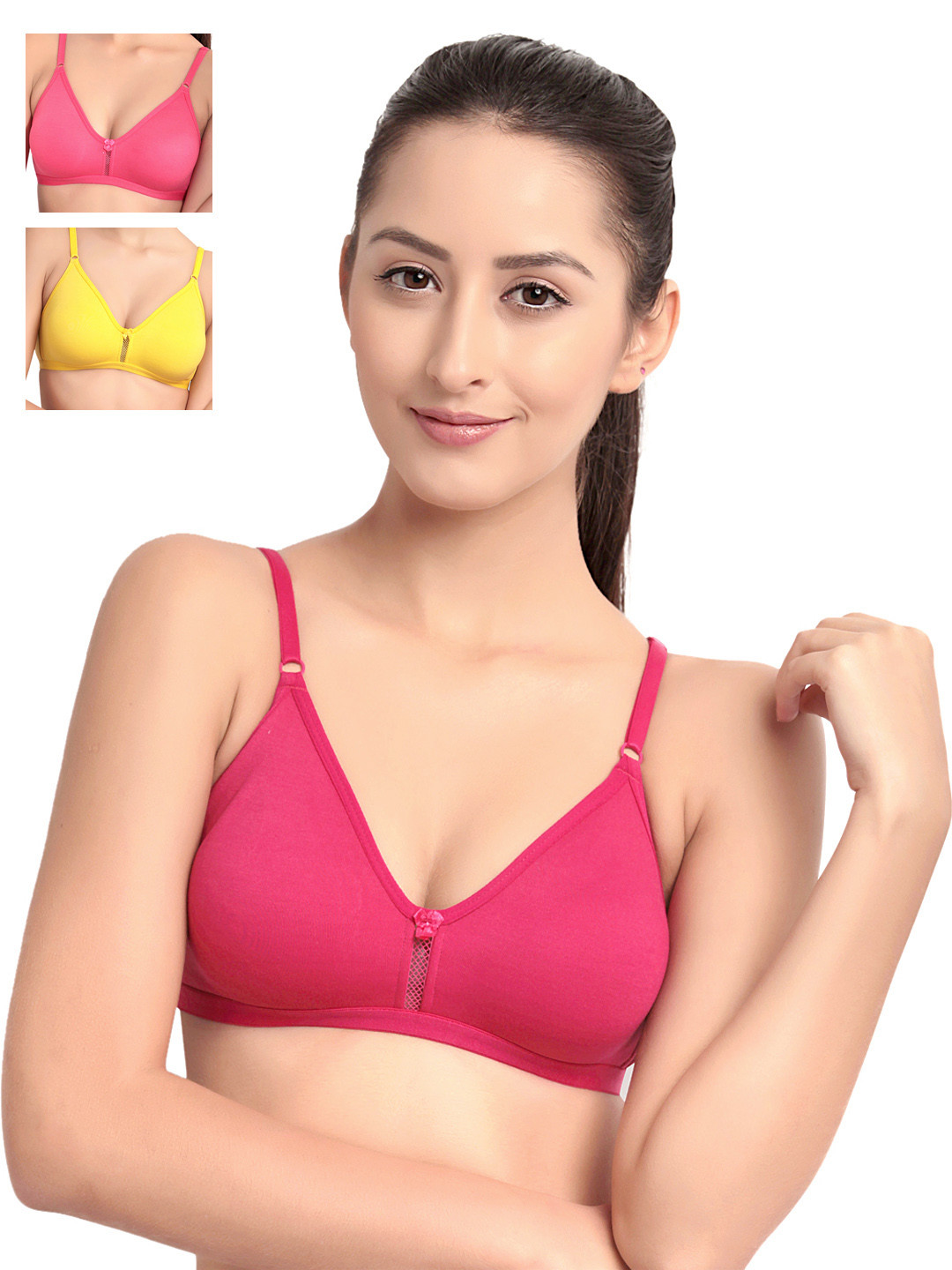 

Floret Pack of 3 Full-Coverage T-shirt Bras, Yellow