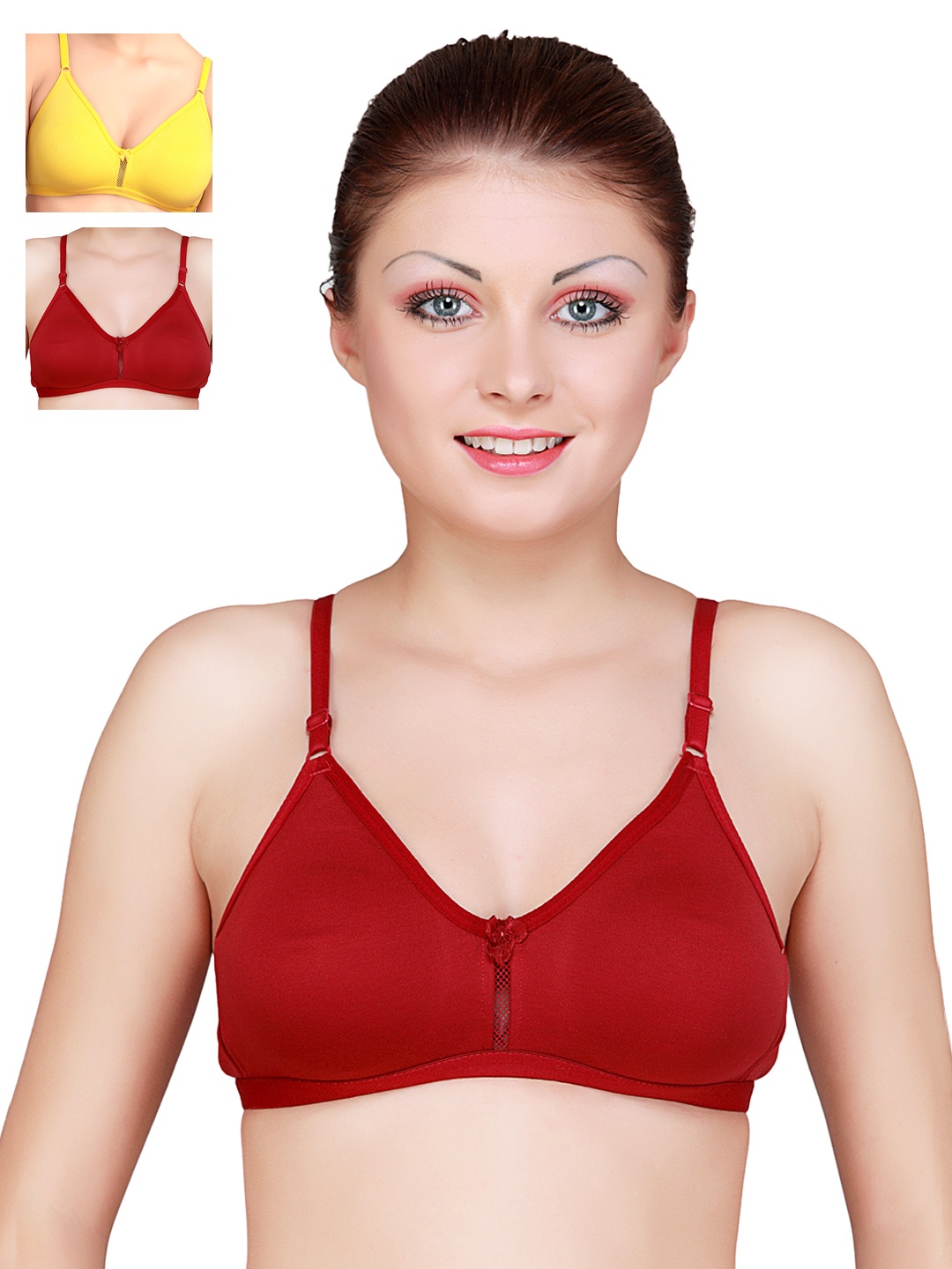 

Floret Pack of 3 Full-Coverage T-shirt Bras, Red